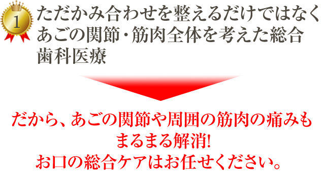 咬合治療ランキング全国１位の当院があなたの顎関節のお悩み解決いたします